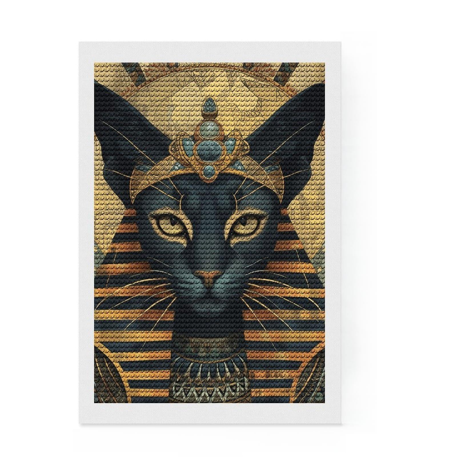 Junmoney Royal Feline Majesty Crystal Diamond Art Kit 8"x12", Vintage Style Decor, Stress Relief Craft, Thoughtful Present, Aesthetic Room Decor