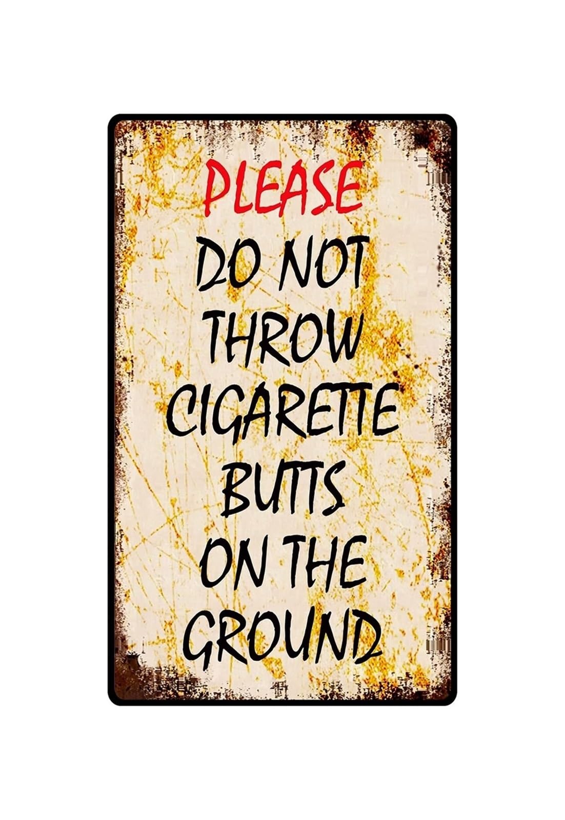 IDGTTLDF No Cigarette Littering Metal Tin Sign Vintage No Smoking Warning Sign for Garage Workshop Warehouse Wall 8 X 12 inch