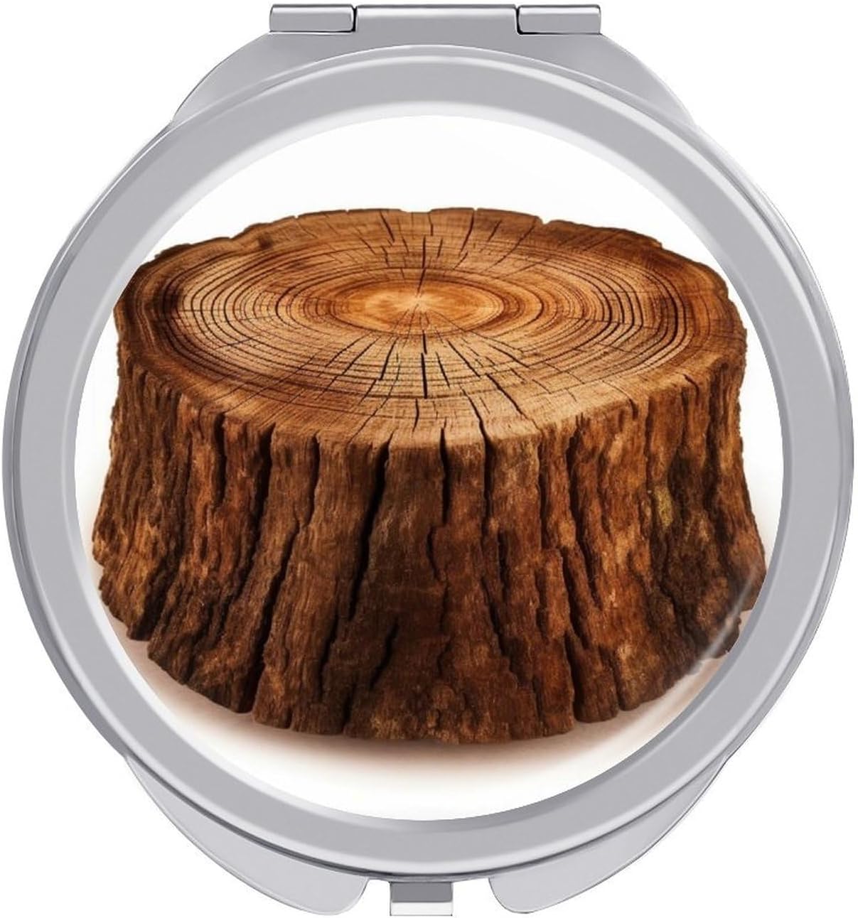 Travel Stump of Oak Tree Makeup Mirror Compact Pocket Vanity Mirror Double-Sided 2X /1x Magnifying Round Folding Handheld Cosmetic Beauty Mirrors for Purse Handbag
