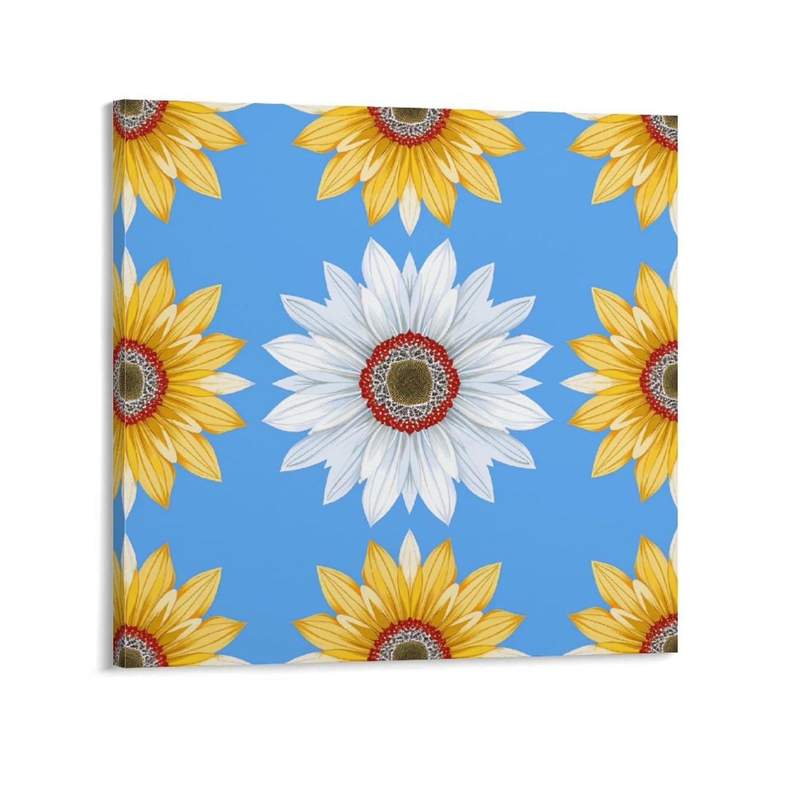 KLOPH Yellow Sunflower Pattern Canvas Wall Art for Living Room 10x10inch Modern Artwork Painting for Bathroom Hanging Canvas Prints Aesthetic Wallart for Bedroom Kitchen Office Wall Decor