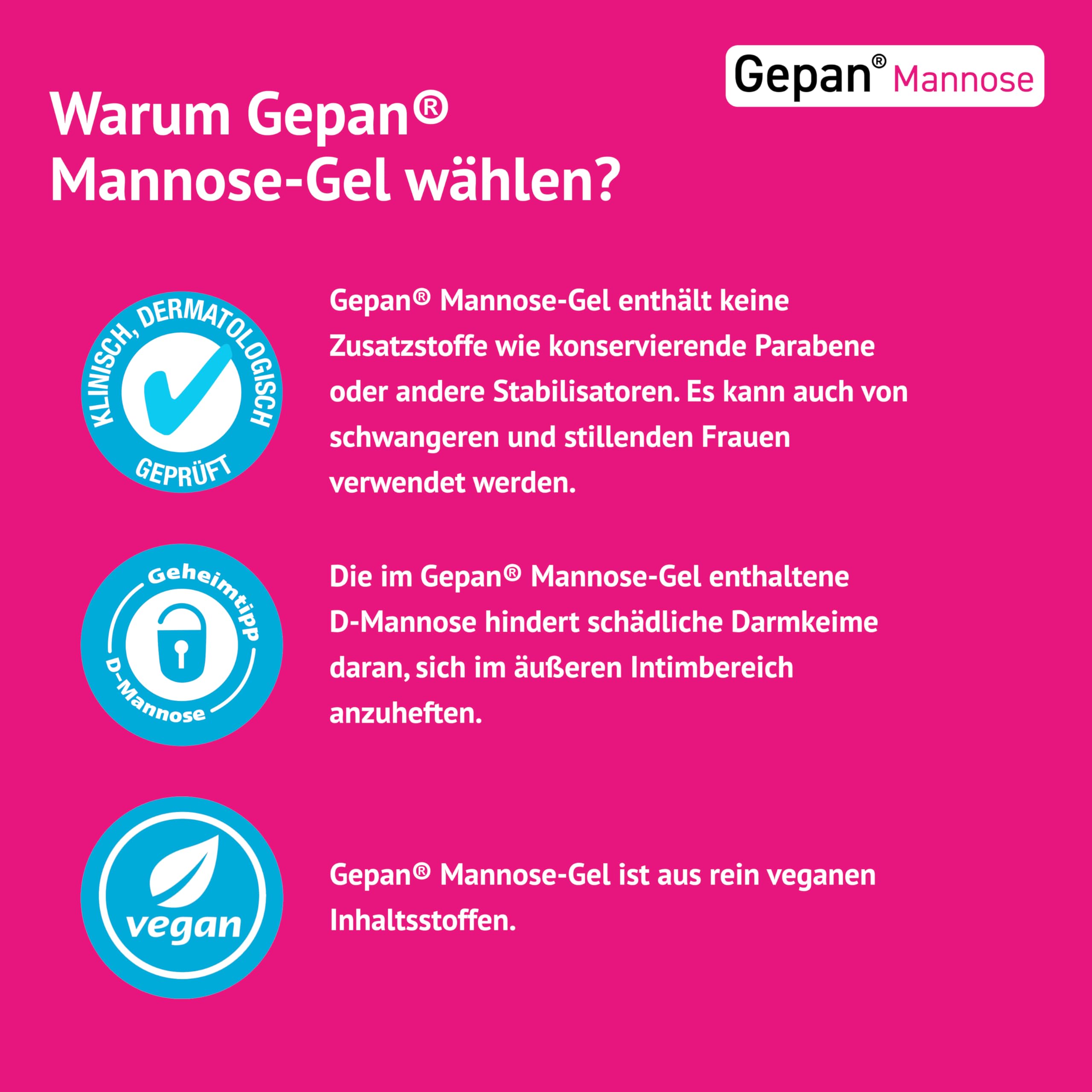 Gepan Żel mannozowy, 30 ml: pielęgnacja intymna z czynnikiem ochronnym – mannoza i kwas hialuronowy – wspomaga barierę skóry w okolicach intymnych, bez parabenów, ochrona przed infekcjami, np