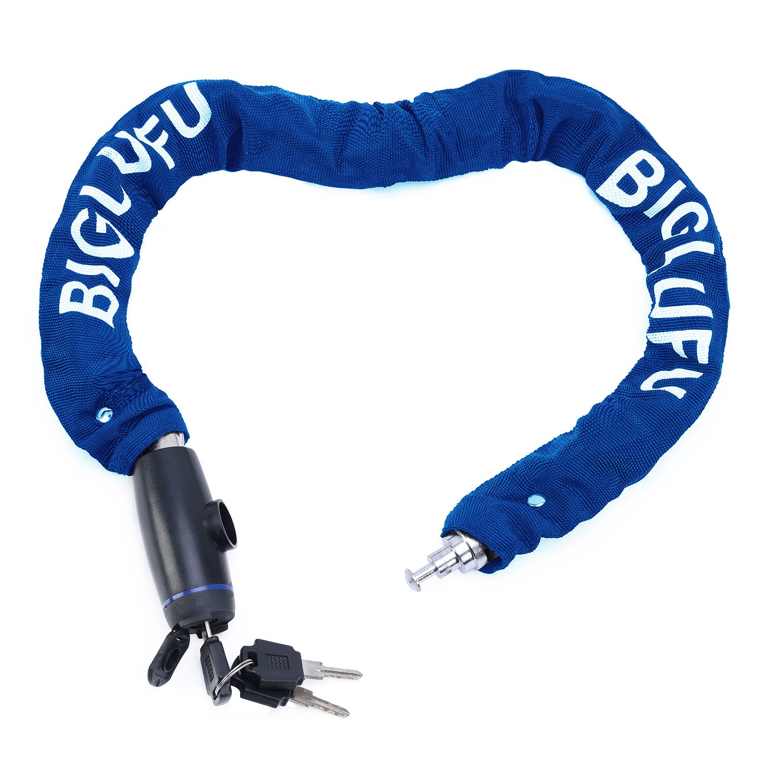 Lucchetto bici Catena Bicicletta, catena di sicurezza da 3ft, lucchetto a catena per impieghi gravosi con 2 chiavi,spessore 0,34 pollici, 2,8 libbre,per bici,moto,recinzione,scooter (Blu)