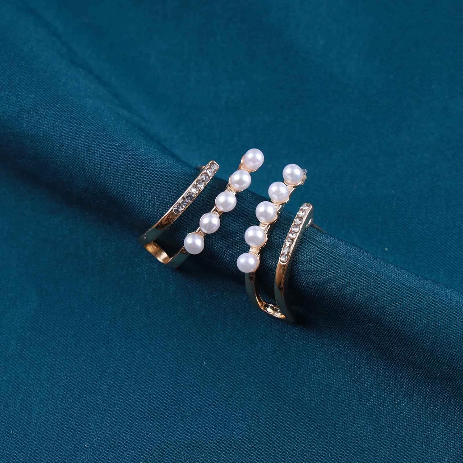 Bohemian Crystal Pearl Stud Earrings Gold Pearls Line Stud Earrings Cz Pearls Bar Earrings Tiny Pearl Earrings Jewelry for Women - Image 4