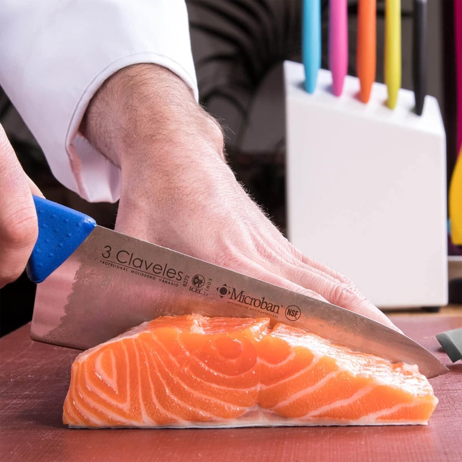 3 CLAVELES Cuchillo Carnicero Polipropileno Amarillo 24 cm - 9.5 Inches FH 3C