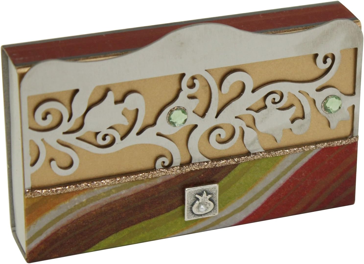 Lily Art Glass Appliquéd Large Matchbox Holder in Multicolor with Match Box
