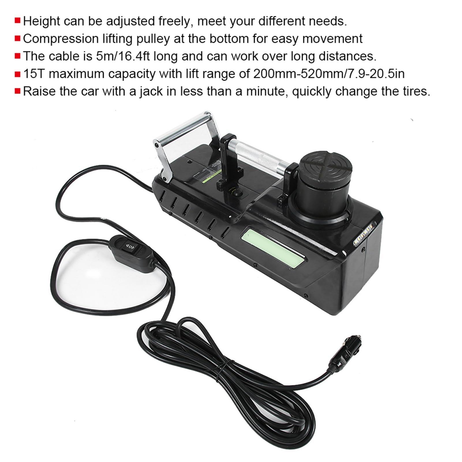 DC12V 15T Elektryczny Podnośnik Podłogowy Wytrzymałe Hydrauliczne Narzędzie do Podnoszenia do Samochodu Dostawczego SUV - Kabel ze Stopu Stali 5 M