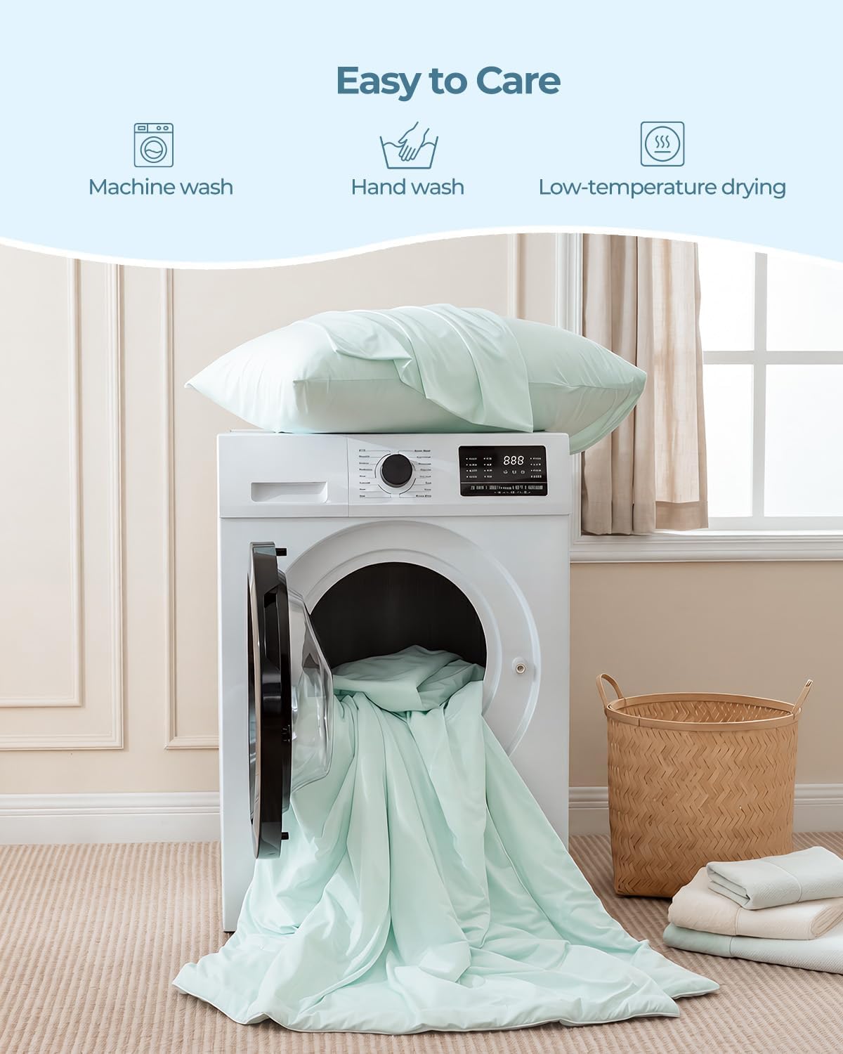 SOULFUL Cooling Comforter Queen Size, Lightweight Breathable Summer Comforter,Q-Max>0.45 Cooling Blanket for Hot Sleepers & Night Sweats, AquaGreen, 90"x90"