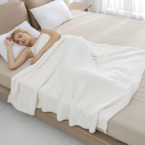 Miniatura 6 de bearberry Manta súper suave y esponjosa, ligera, acogedora y cálida para sofá, cama, sofá para todas las estaciones (crema, 40 x 50 pulgadas)