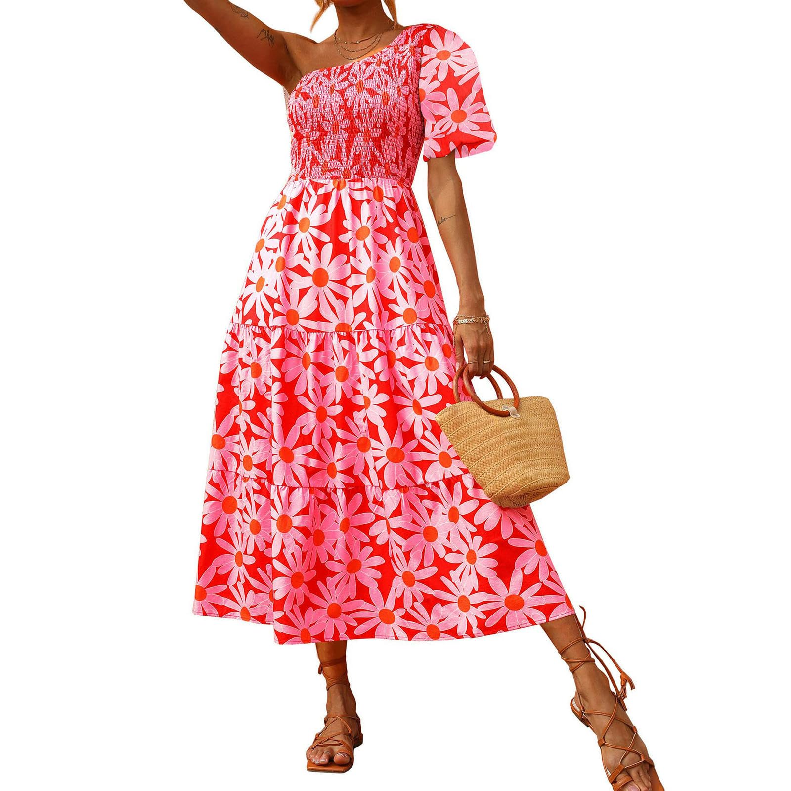 Robe à manches courtes asymétrique au style bohème chic superposé