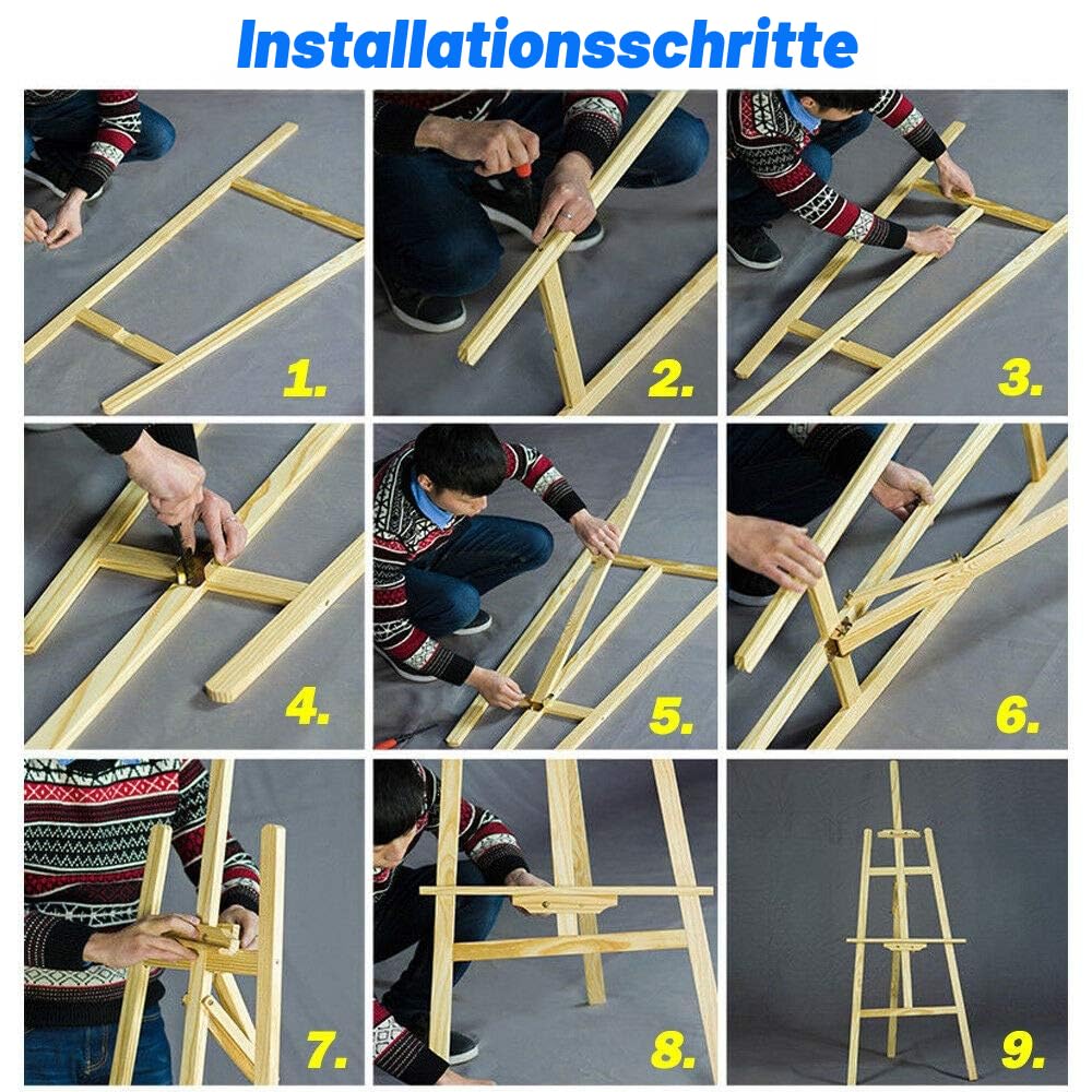 Künstler Staffelei 150cm - Professionelle Studio A-Frame Floor Standing Staffelei Stativ für Malerei und Skizze, Künstler - Kiefer Holz - höhenverstellbar