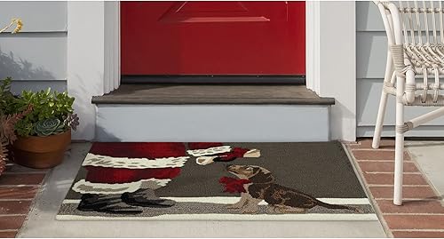 Miniatura 11 de Liora Manne - Alfombra de entrada para interior/exterior, 2 pies 6 pulgadas x 4 pies, Sandy & Bright 3 Perros Navidad,Casa de vacaciones,Perros de