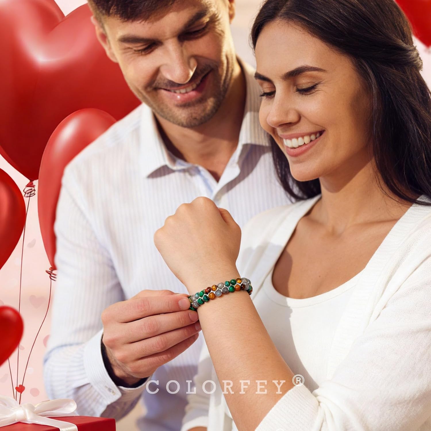 Healing Crystal Beaded Bracelet for Women Men, Handmade Bead Natural Tiger Eye Amethystal Malachite Stone Double Layer Bracelets 6mm, Adjustable Bracelets Valentine’s Day Gift for Her - Image 2