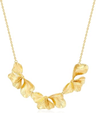 Statement Flower Necklace for Women Gold Plated Chunky Floral Collar Boho Choker Jewelry