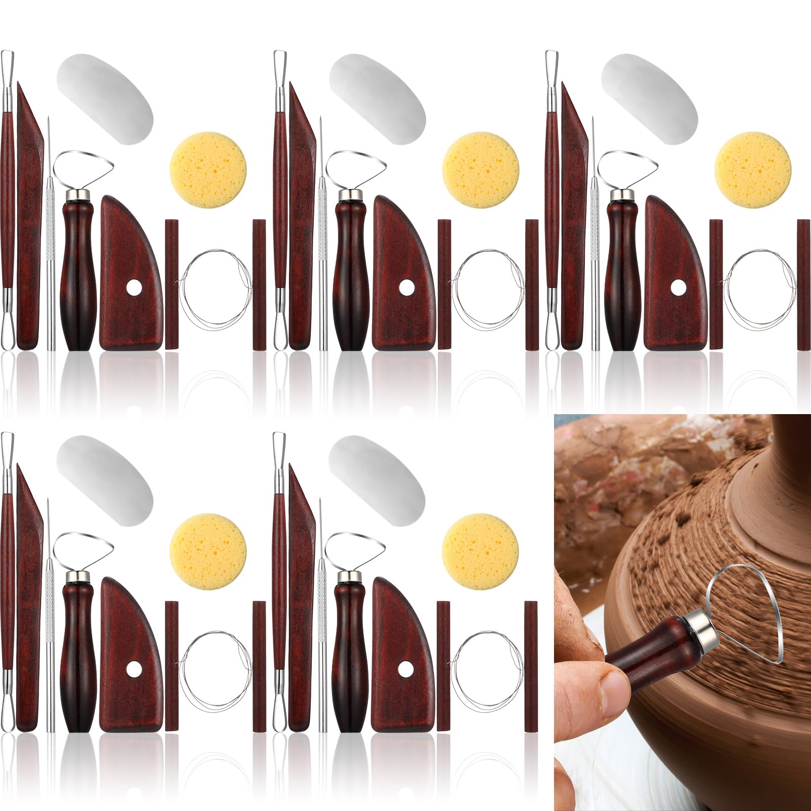 Leriton 40 Pcs Clay Sculpting Tools Ceramic Pottery Tool Kit Air Dry Clay Tools Pottery Carving Tool Kit with Wooden Handles for Modeling, Trimming Adults Beginners Crafting Supplies