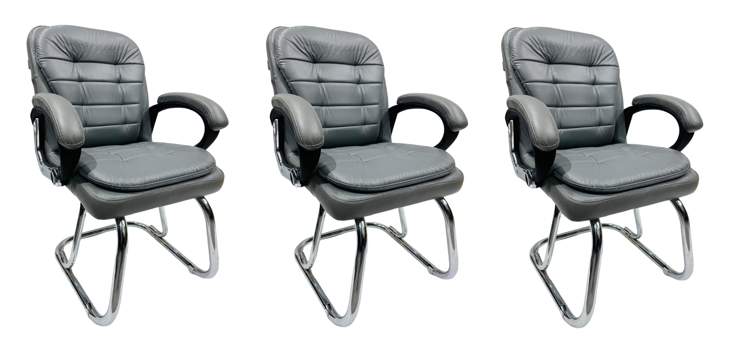 RATISON Special Director Principal Manager Office Visitor Study Chair with arm Rest with Double Pipe Frame and Cushioned seat Back, Chair Without Wheels (Grey, 3) (B0D3PXKCSH) Amazon Price History, Amazon Price Tracker