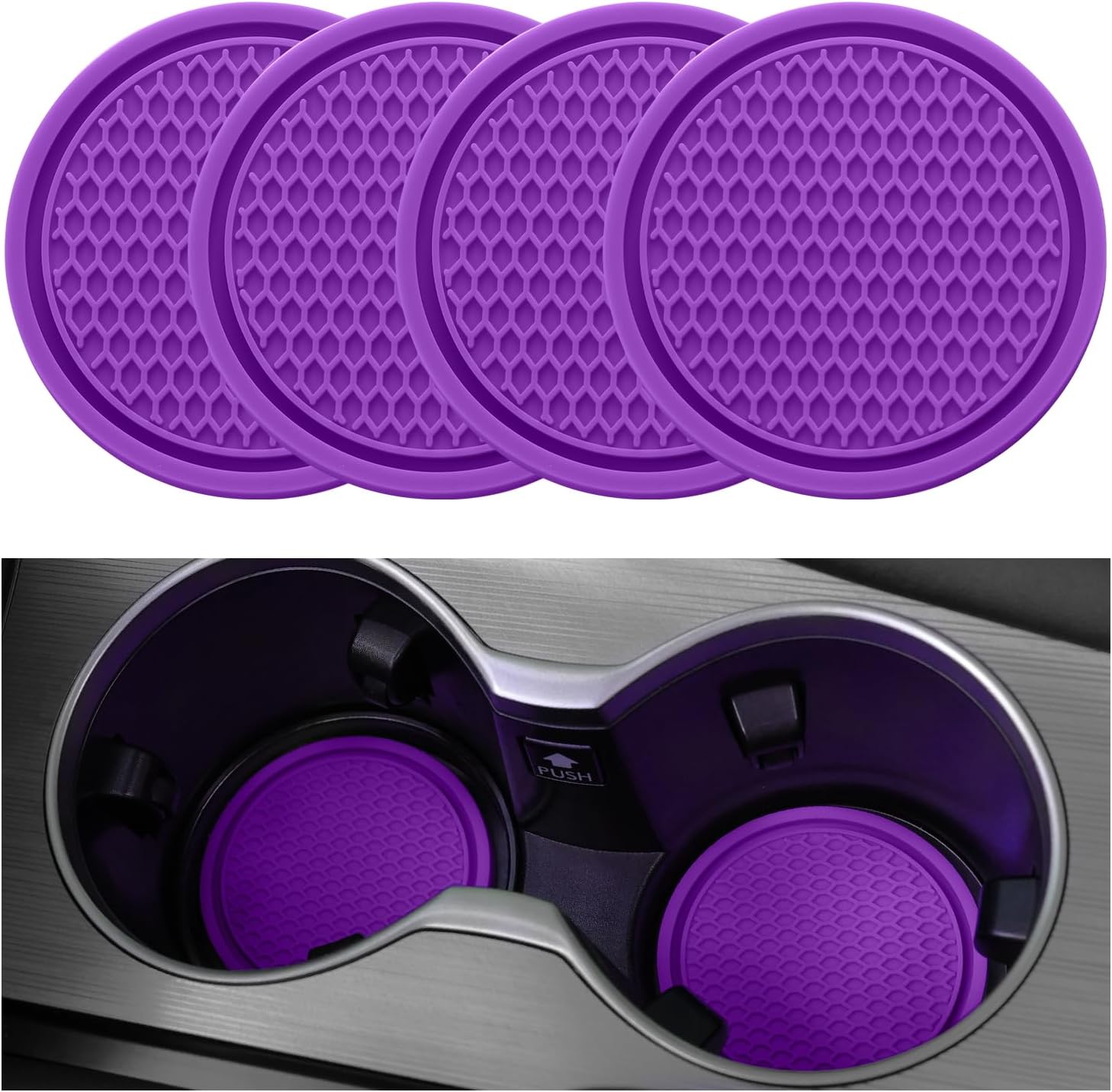 SINGARO Car Cup Coaster, 4PCS Universal Non-Slip Cup Holders Embedded in Ornaments Coaster, Car Interior Accessories, Purple