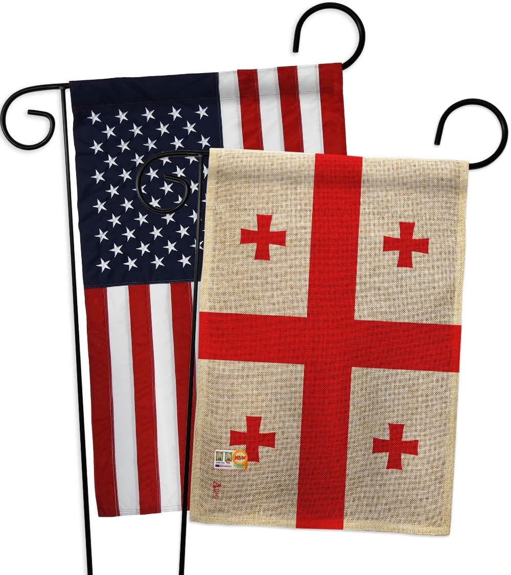 Georgia Republic Garden Flags Pack Regional Nationality Nation International World Country Particular Area USA Applique Small Decorative Gift Yard House Banner Double-Sided Made In 13 X 18.5