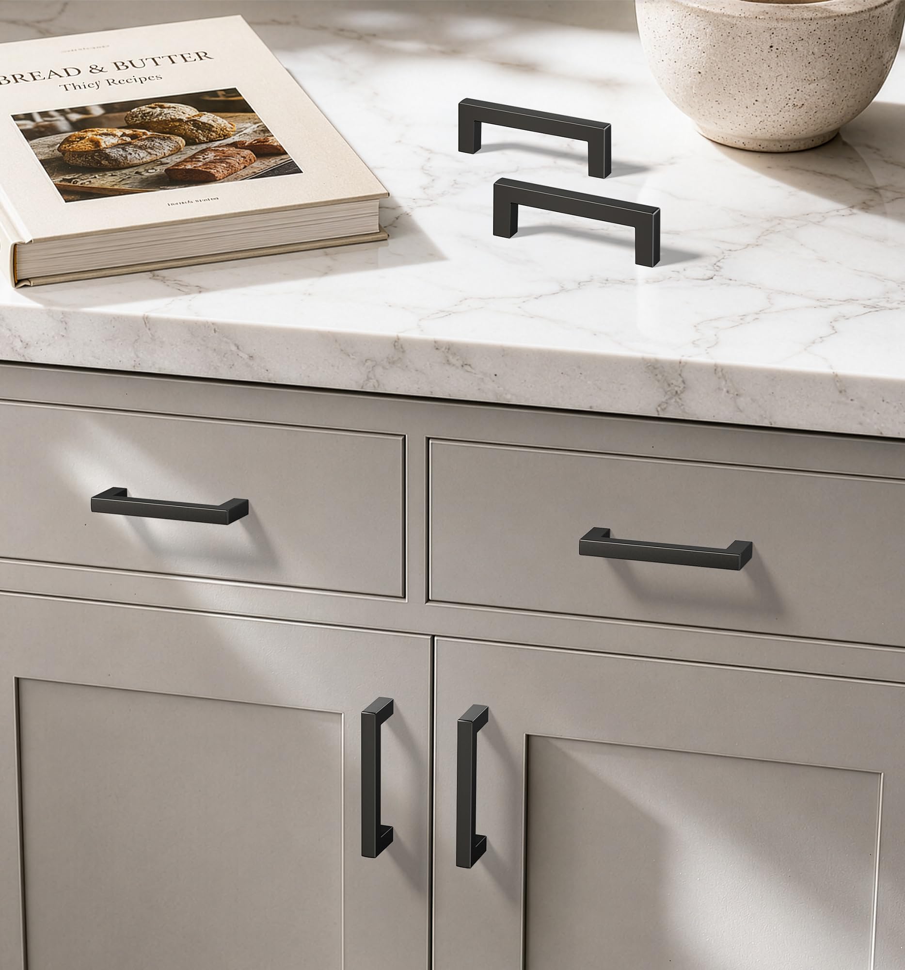 Veise Matte Black Cabinet Handles, 3 Inch CC, Solid Kitchen Pulls, 10 Pack — Amazon image 2