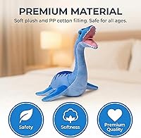 Vista 2 de ZHONGXIN MADE Juguete de peluche de dinosaurio de Plesiosaurio de simulación, juguete de peluche de dinosaurio azul de 16 pulgadas, figuras