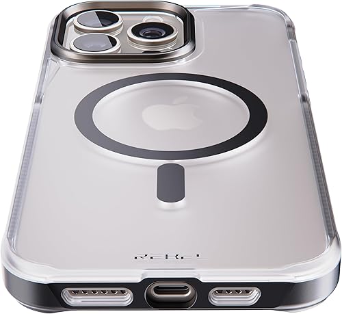 Miniatura 4 de REBEL Funda transparente para iPhone 15 Pro Max Serie esmerilada Gen-5 fuerte compatible con MagSafe, lados de agarre, textura mate translúcida,