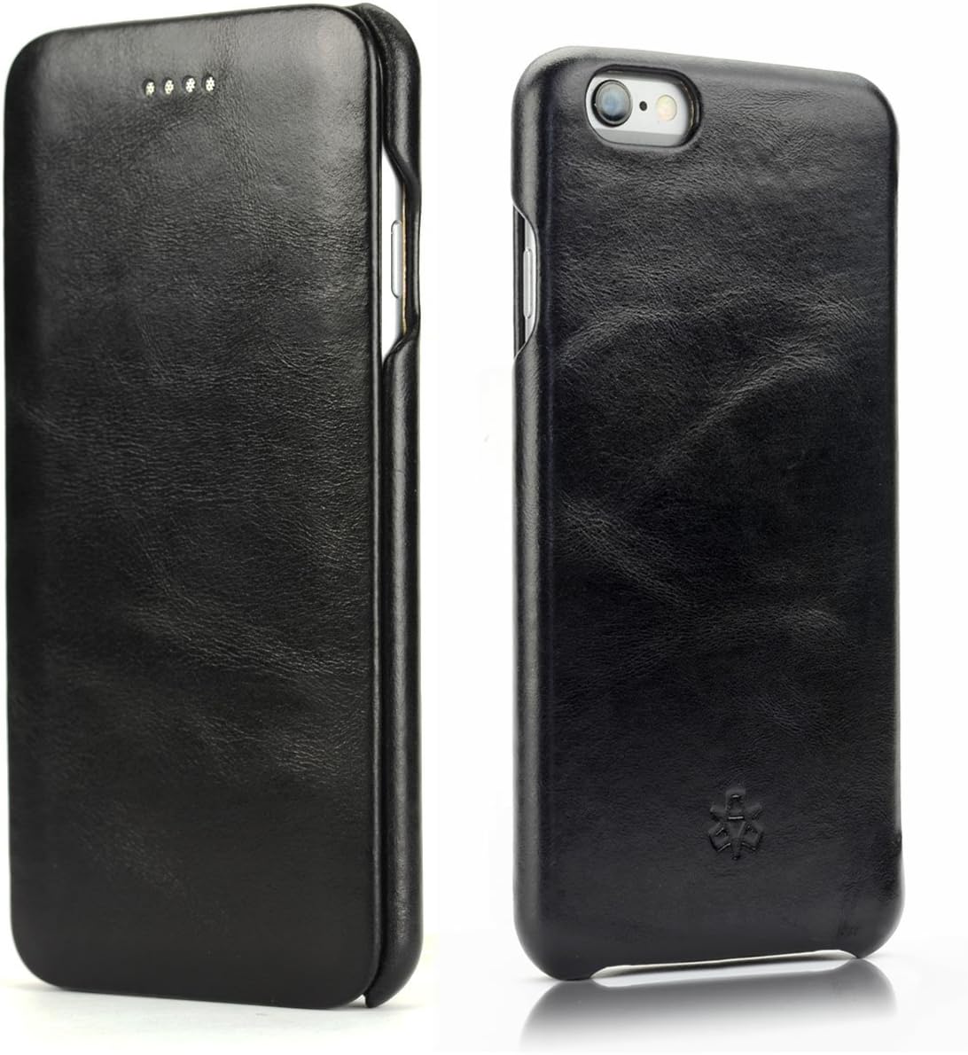 NOVADA Leather iPhone 6 & 6S Case Genuine Leather Flip Cover - Vintage - Black
