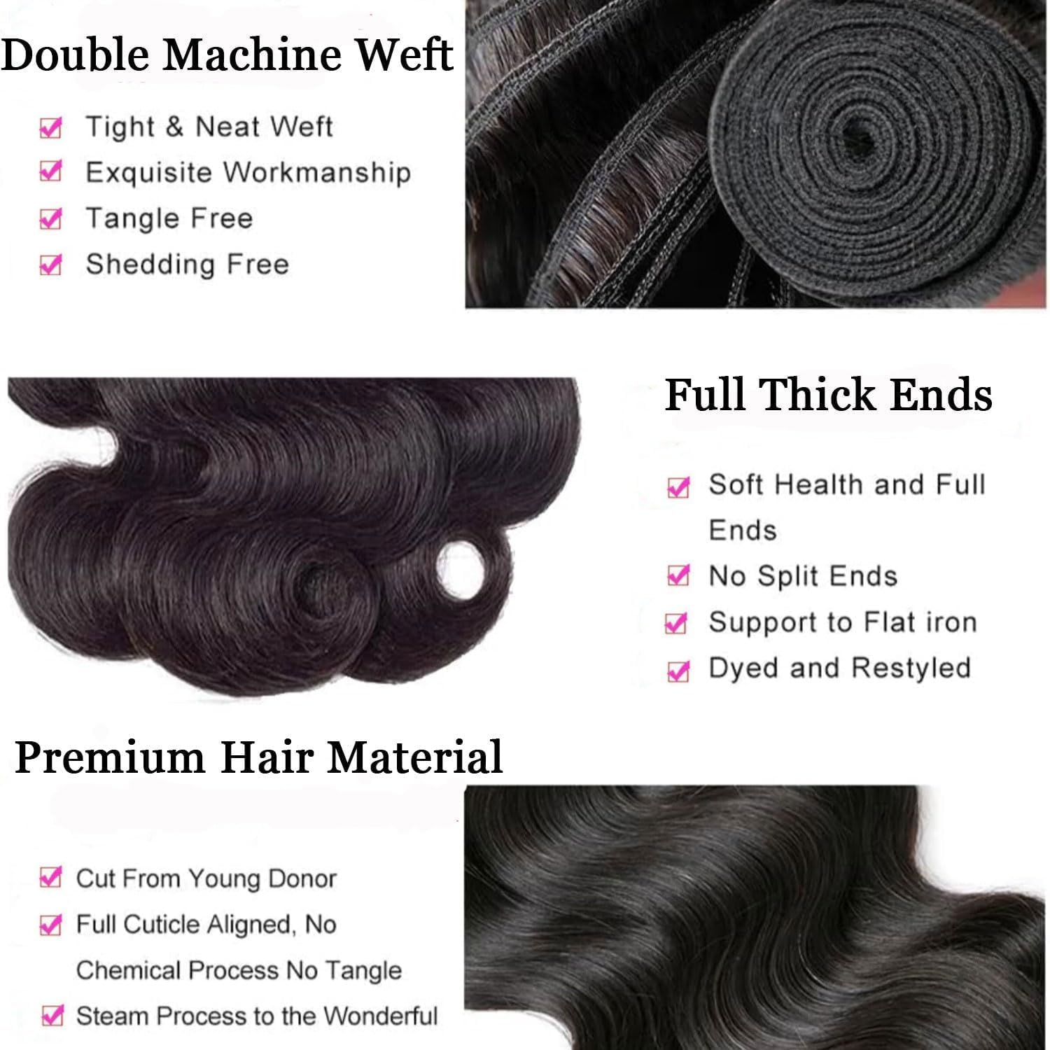 12A Human Hair Bundles 20 20 20 20 Inches Body Wave Bundles Human Hair 100% Unprocessed Brazilian Virgin 4 Bundles Human Hair Extensions