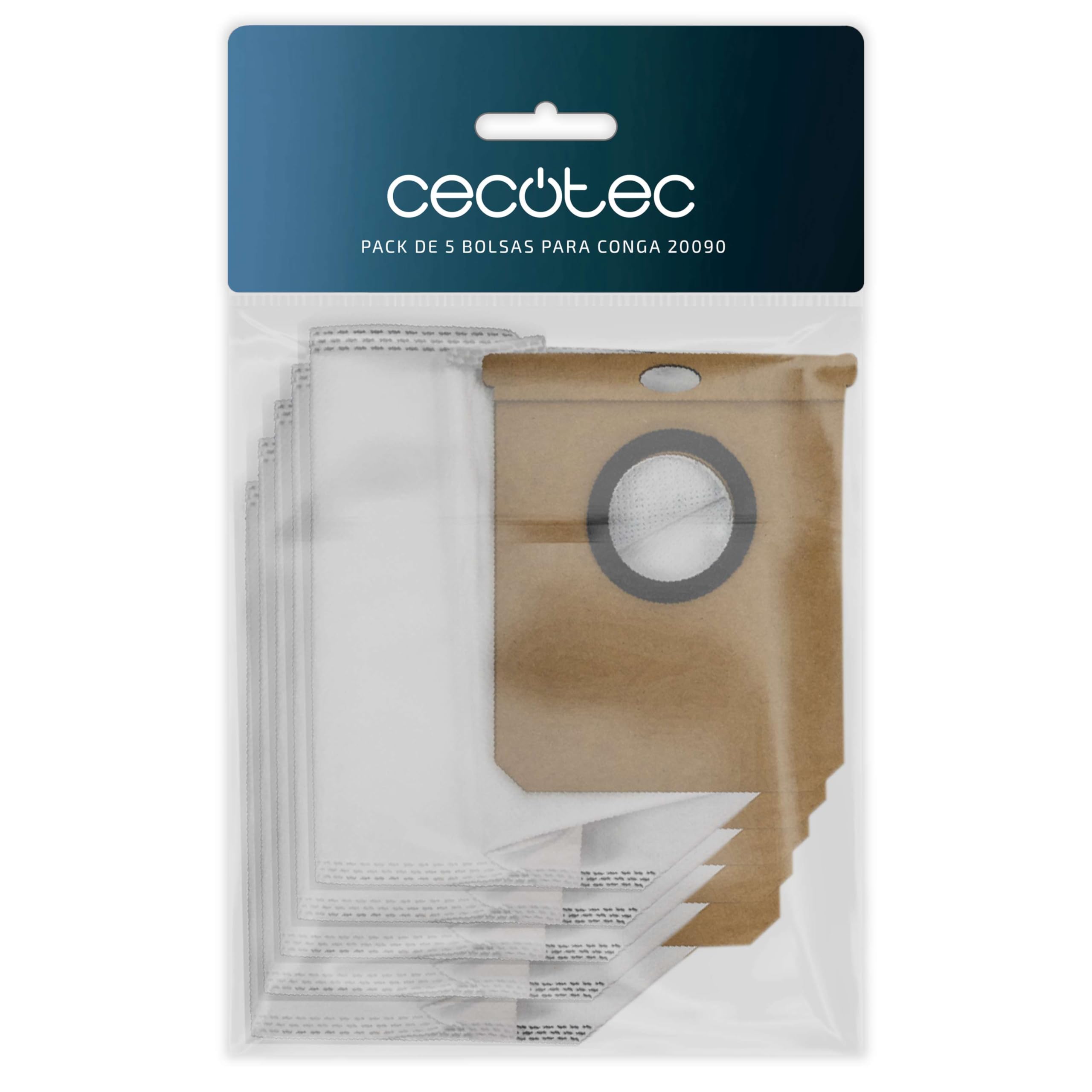 Cecotec Pack de 5 Bolsas para Conga 20090. Incluye 5 Bolsas Compatibles con la Base de Autovaciado de Robot Aspirador y Friegasuelos Conga 20090, Accesorios