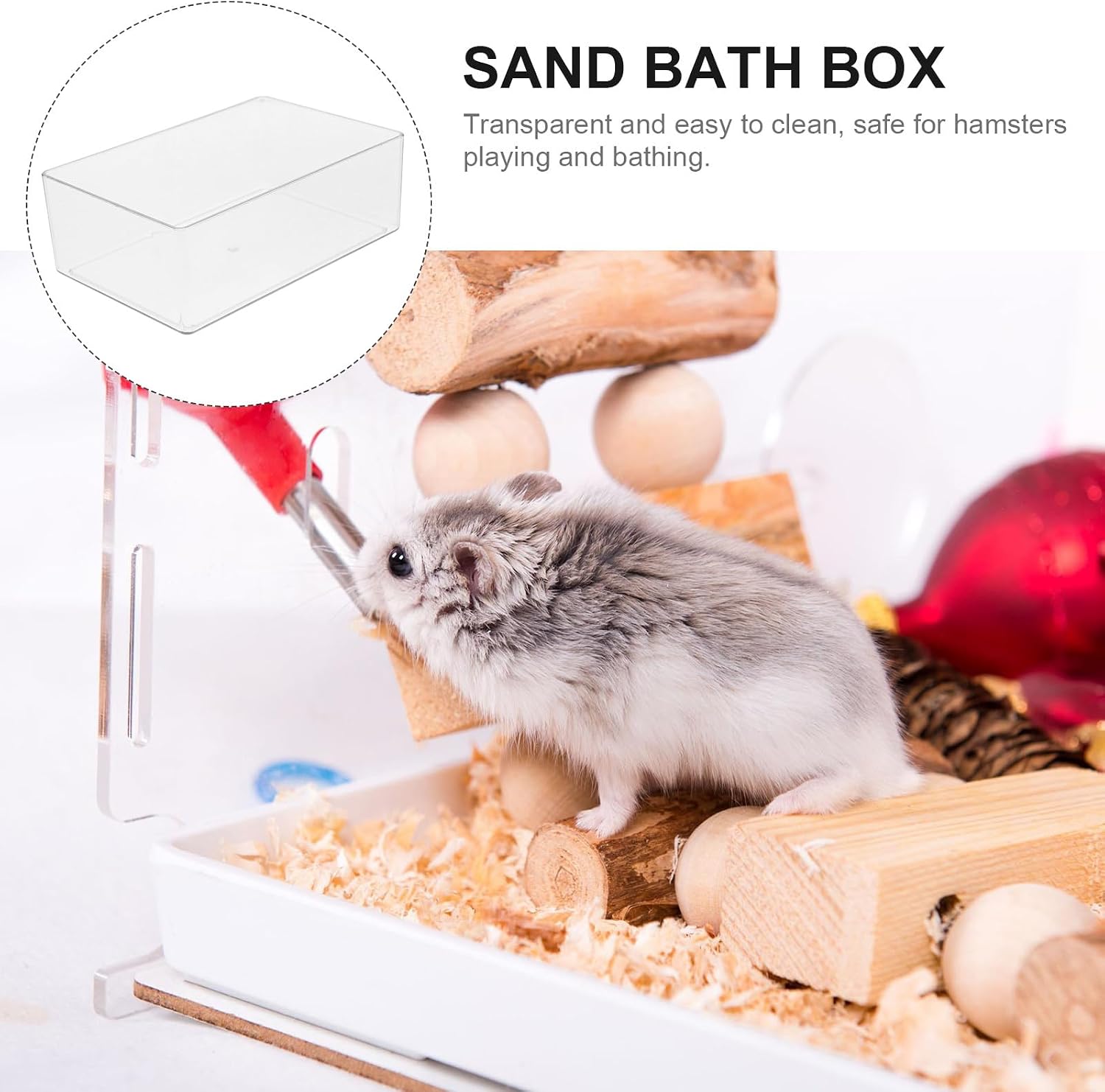 POPETPOP Hamster Sand Small Animal Sand-Bath Box Acrylic Clear Critters Shower Room Digging Sand Container for Dwarf Hamsters Gerbils Other Small Animal Bath