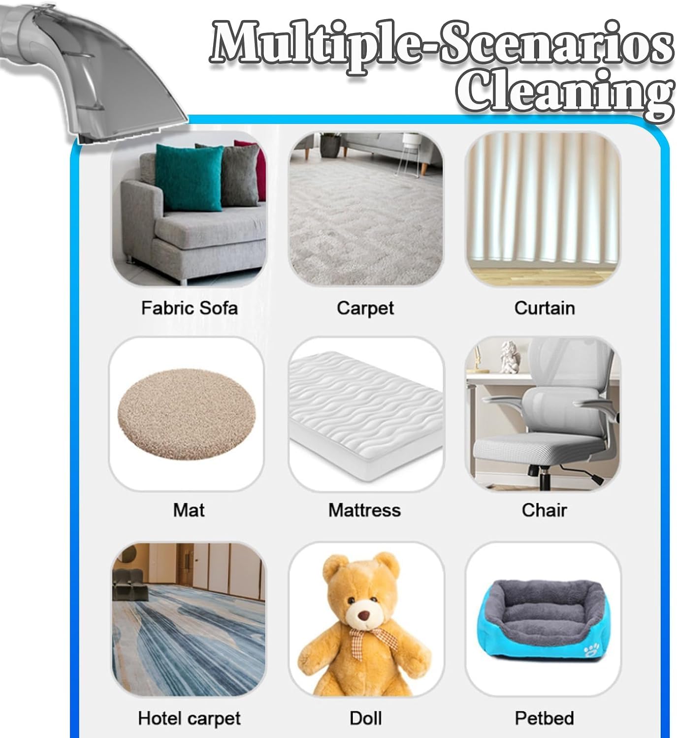 Limpiador de alfombras a vapor, máquina portátil para limpiar manchas en sofás, con cable de 4 m, depósito de 1800 ml y boquilla para ranuras, para interiores de automóviles.