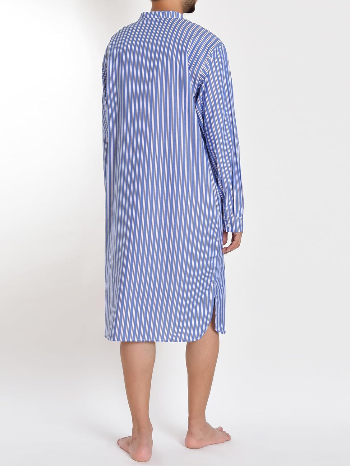 Latuza Men's Lightweight Cotton Nightshirt Long Sleeve Nightgown - Image 2