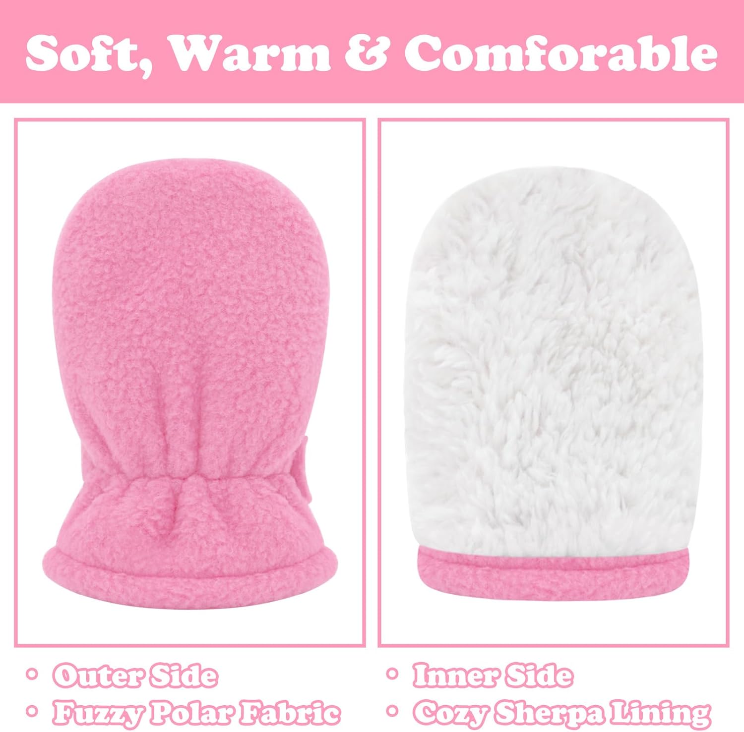 Sarfel 3 Pairs Baby Mittens Winter Toddler Mittens Warm Fleece Infant Gloves for Kids Toddler Winter Gloves for Boys Girls - Image 2