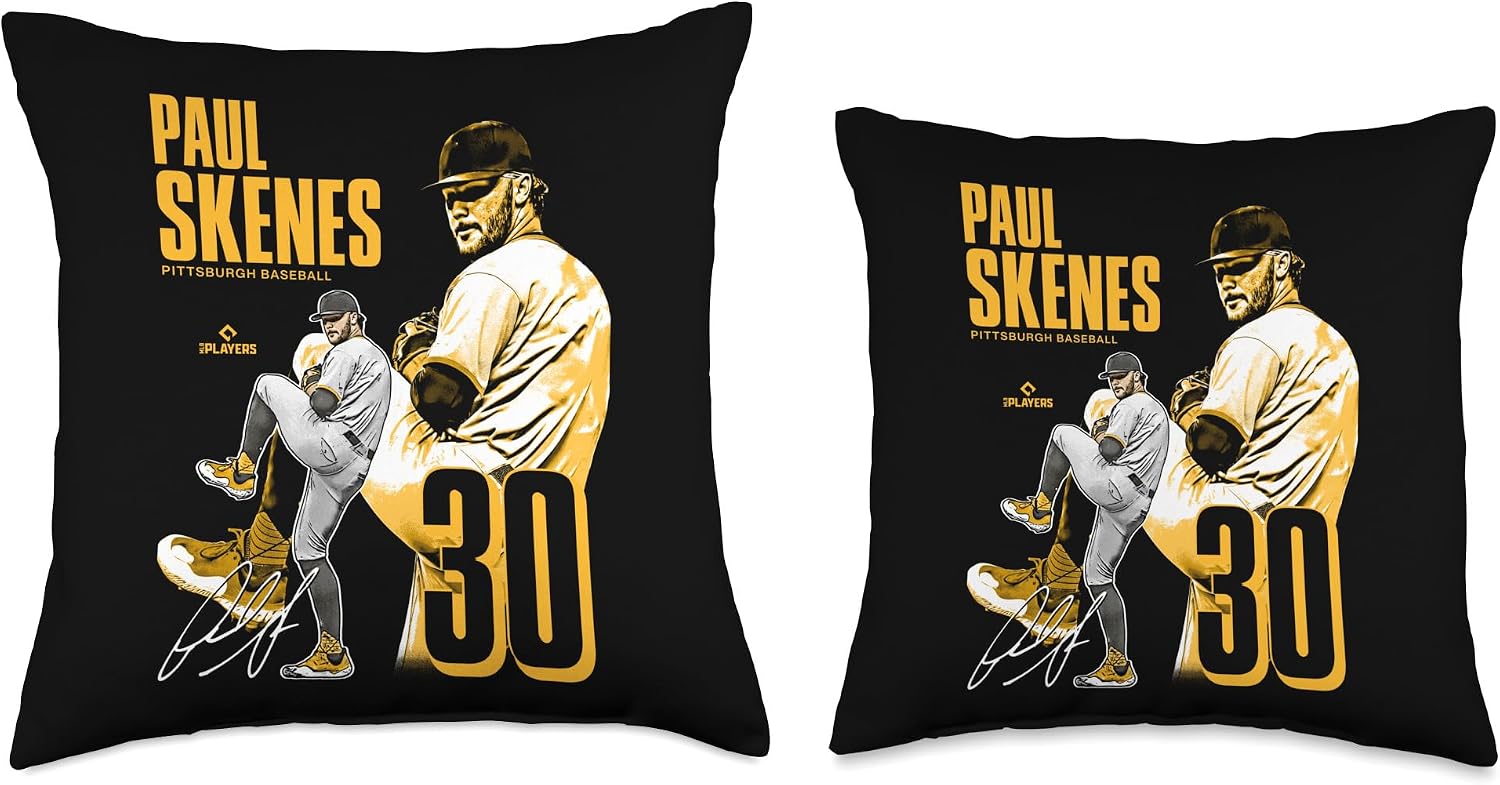 Paul Skenes | Pittsburgh MLB Baseball Players| MLBPSK304N Throw Pillow