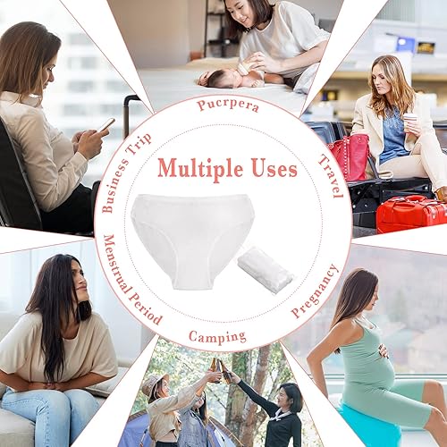 Miniatura 5 de Vabean Ropa interior desechable para mujer, 40 unidades, poliéster, algodón, para mujer, para viajes, hospitales, estancias en hoteles