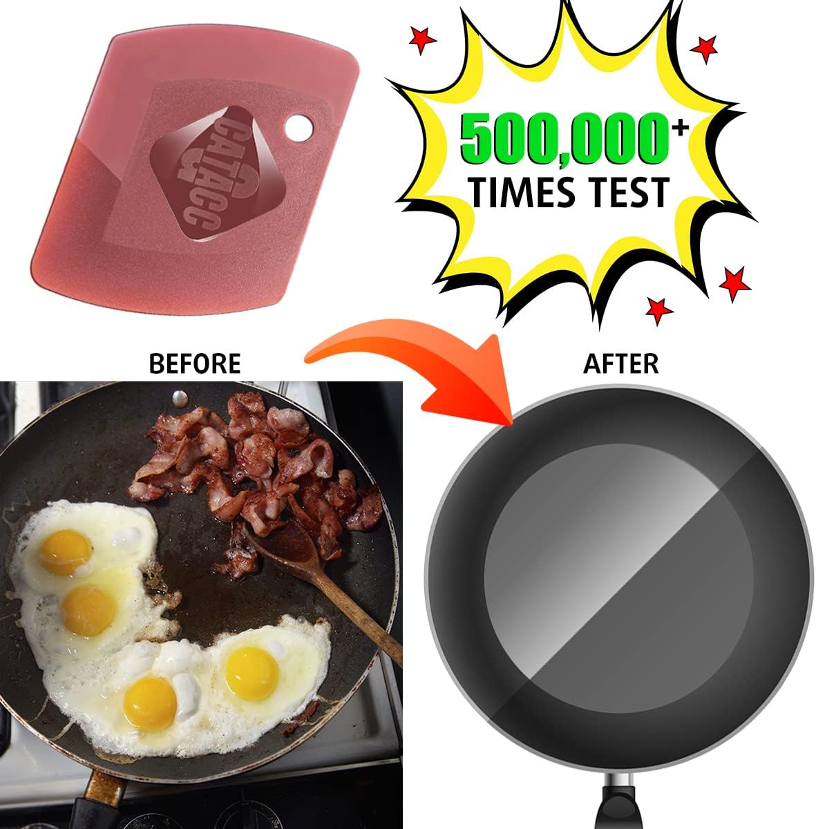 Pan Scrapers, Pack of 4 Flexible Pan Scraper Tools, Pot Scraper, Dish Scraper, 2 in 1 Plastic & Silicone Cast Iron Scraper for Kitchen Cleaning, Nonstick Pans