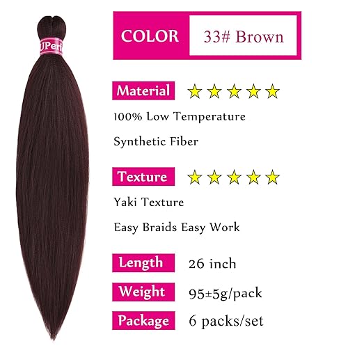 Miniatura 10 de Pelo trenzado Kanekalon preestirado sin nudos color burdeos, 16 pulgadas, extensiones de cabello de color para trenzar, micro trenzas preestiradas,