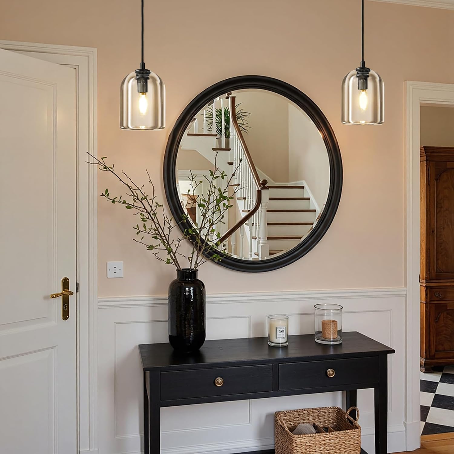 Crystal Pendant Light Kitchen Island Modern Black Pendant Light Height-Adjustable,Black Dimmable Pendant Lighting,Indoor Gorgeous Heavy Pendant Lights,E12 Bulb Included