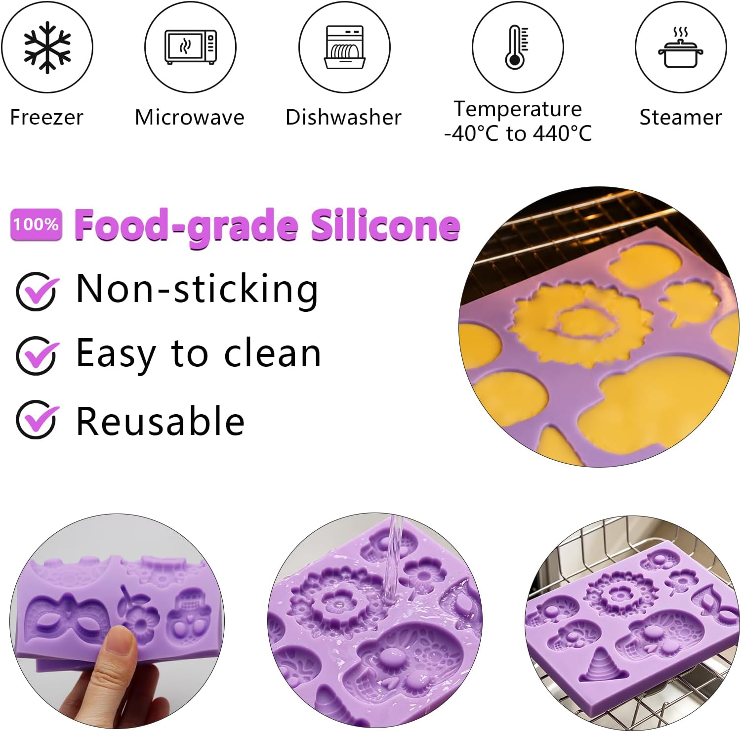 Sugar Skull Silicone Fondant Mold for Day of the Dead Cake