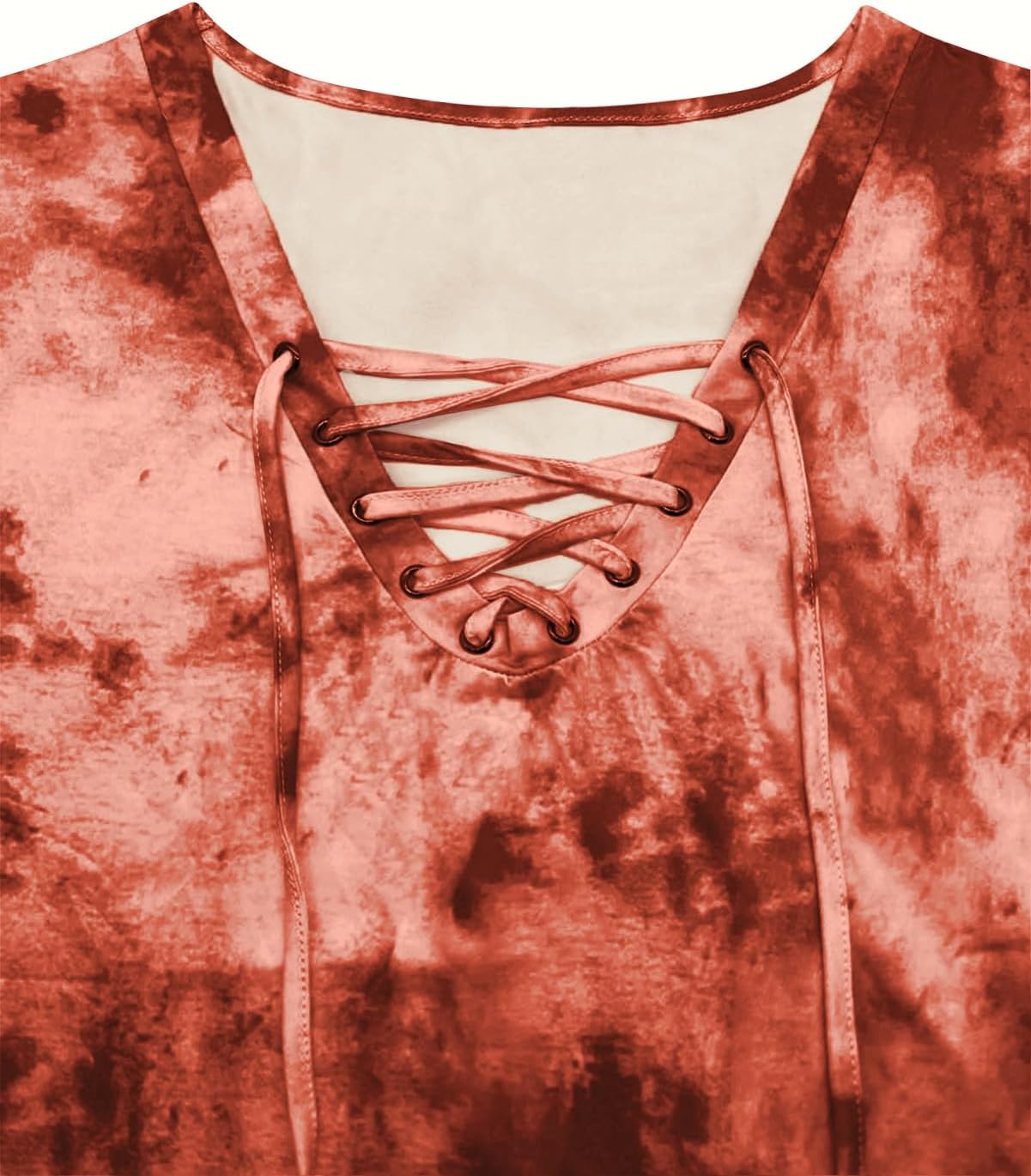 VISLILY Womens-Plus-Size-Summer-Tops Casual Lace Up Front T Shirts Tie Dye V Neck Tees Trendy Short Sleeve Tunics XL-5XL - Image 4