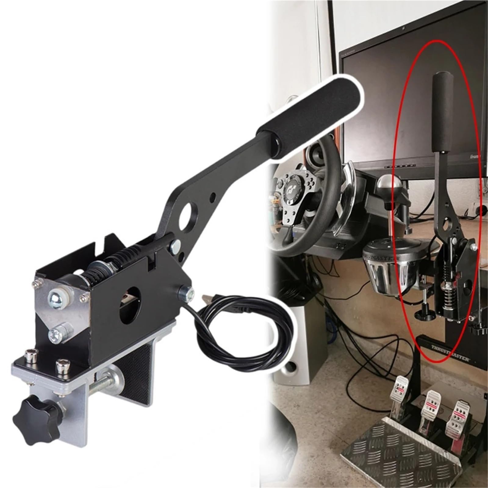 Dźwignia Hamulca Ręcznego Samochodu PC Game SIM USB Handbrake do gier wyścigowych G25/27/29 T500 FANATECOSW DIRT RALLY BLACK HB-02-BK
