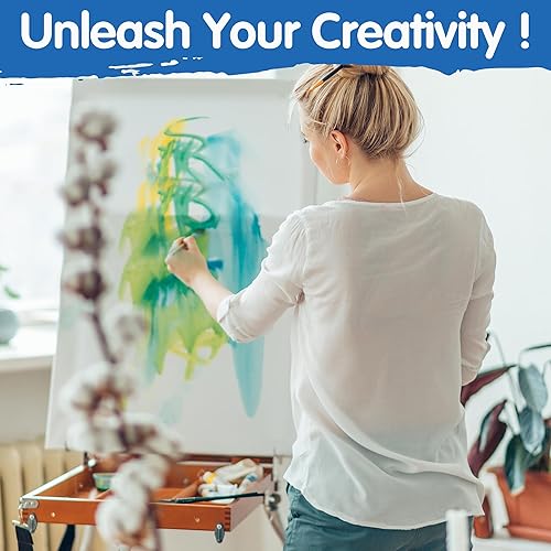 Miniatura 6 de FIXSMITH Lienzo blanco estirado en blanco, 24 x 36 pulgadas, paquete de 2, lienzo grande imprimado, 100% algodón, perfil de 58 pulgadas, paquete de