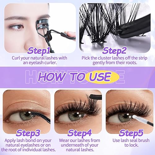 Miniatura 5 de Kit de extensión de pestañas para bricolaje, 280 piezas, kit de levantamiento de pestañas, kit de extensión de pestañas individuales, pestañas