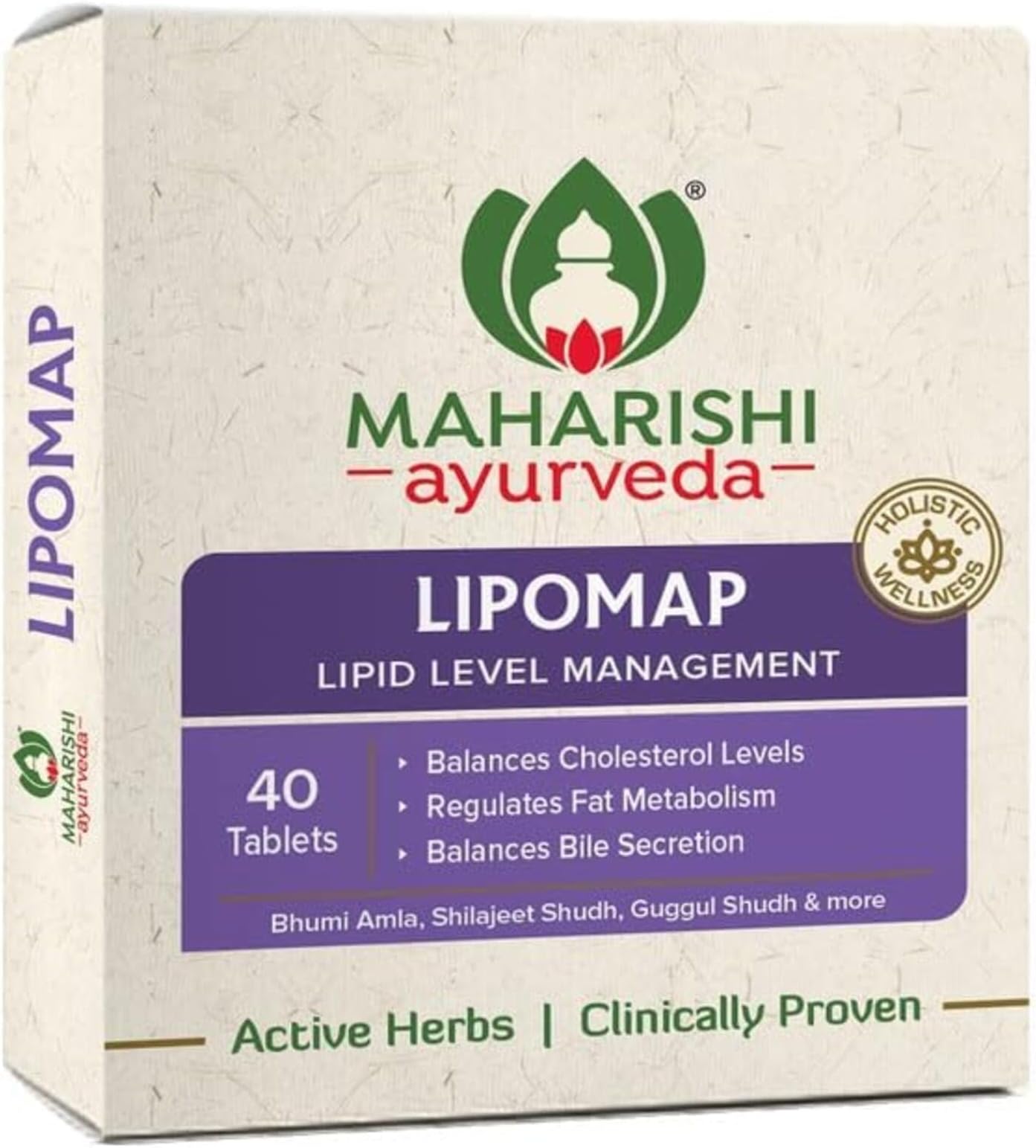 Maharishi Ayurveda Lipomap | Ayurvedic Medicine for Cholesterol Management| Highly Effective Herbs | Assists in managing daily stress | 40 Tablets Pack of 1