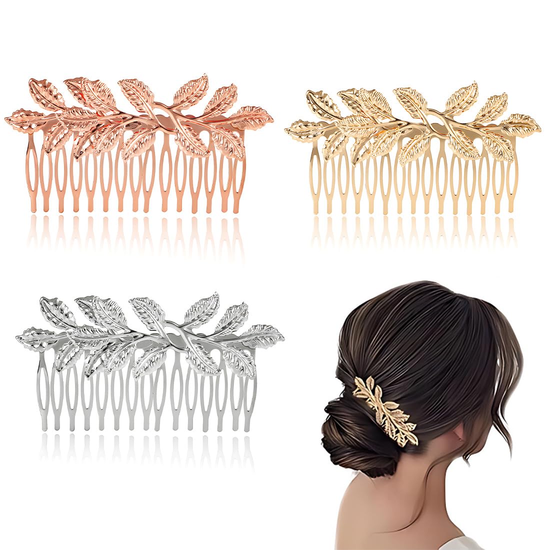 3 Piezas Peinetas Para El Pelo, Tocados De Pelo Boda, Peineta Flamenca, Mantilla Peineta, Peine Con Hoja Hermoso Y Encantador, Ideal Para Diseñar Peinados En Damas