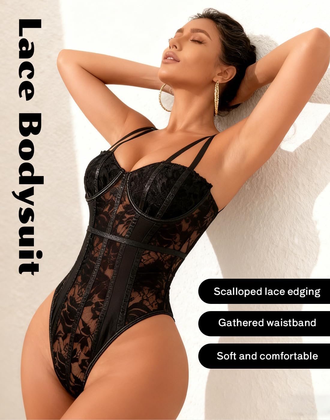 Women Sexy Lace Teddy One Piece Bodysuit Push Up Lingerie Babydoll Nightwear - Image 3