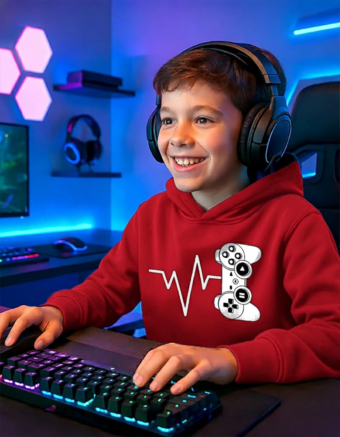 Tstars Gamer Hoodie for Boys - Youth Gaming Pullover with Controller Graphic - Gift Idea for Kids and Teen Gamers - Image 3