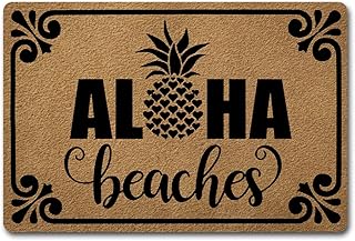 GXFC ZHAO Welcome Funny Door Mat Front Porch Doormat with Anti-Slip Rubber Back (23.6 X 15.7 inch) Prank Gift Home Decor Area Rugs for The Entrance Way Indoor Mats (Aloha Beaches Pineapple)