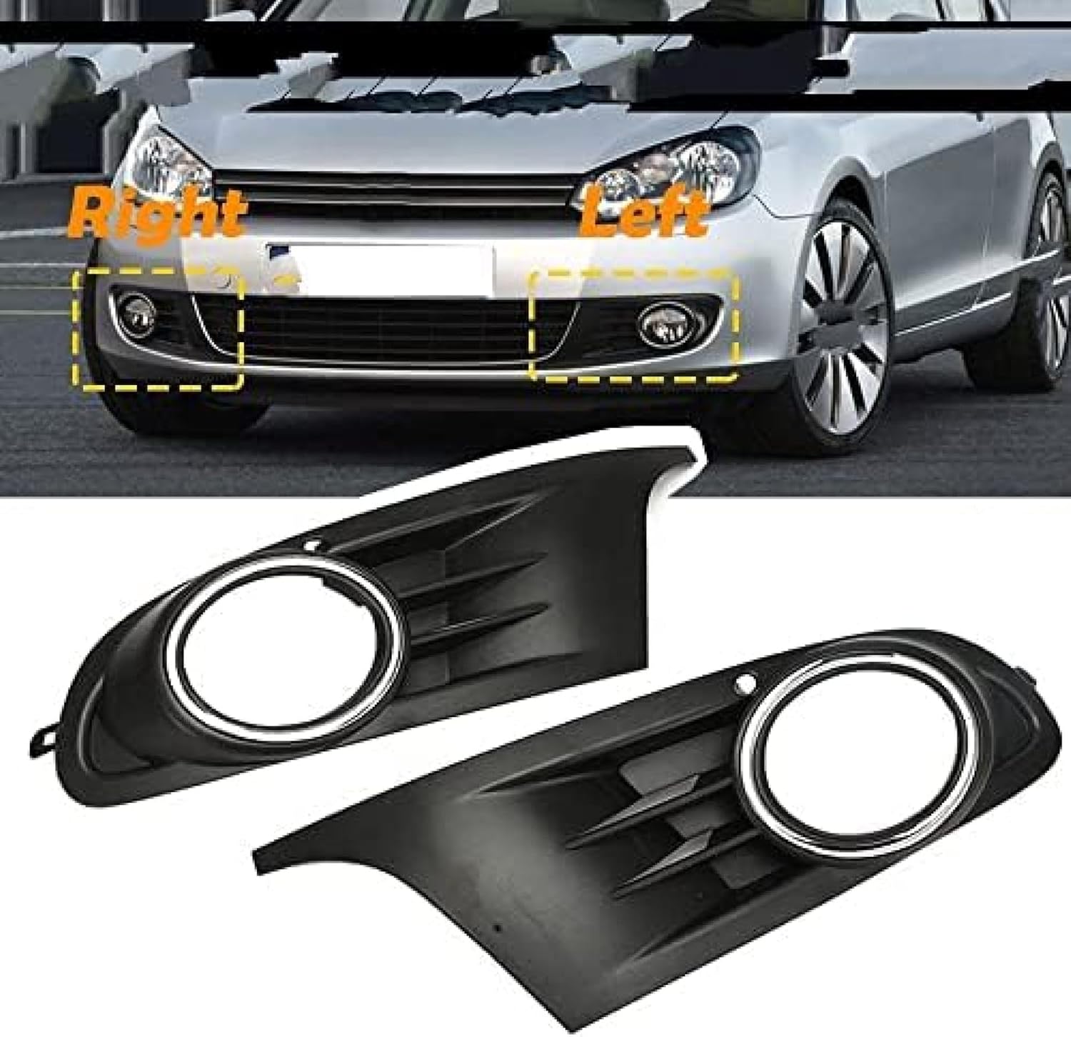 Car Front Bumper Fog Light Cover Fog Lamp Grille Bezel Exterior Parts Fog Light Cover for J-etta for Golf 6 MK6 TDI/TSI 2009-2012 2013