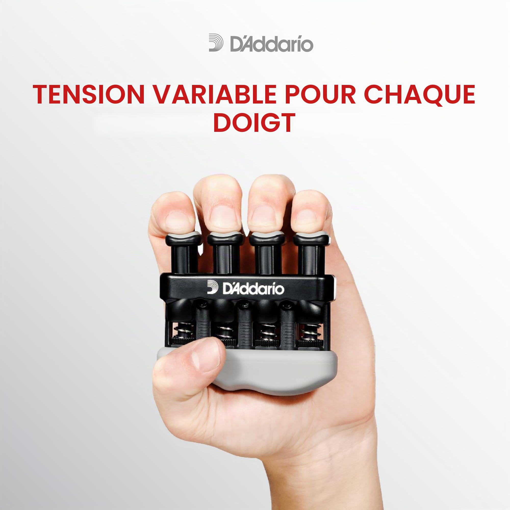 D'Addario Varigrip Hand Exerciser - Améliore la Dextérité et la Force des Doigts, des Mains et des Avant-bras - Outil d'exercice Musculaire de la Main Réglable