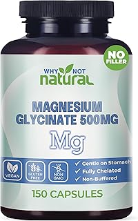 Why Not Natural Magnesium Glycinate 500 mg Capsules Supplement - Vegan, No Filler - Supports Sleep and Relaxation