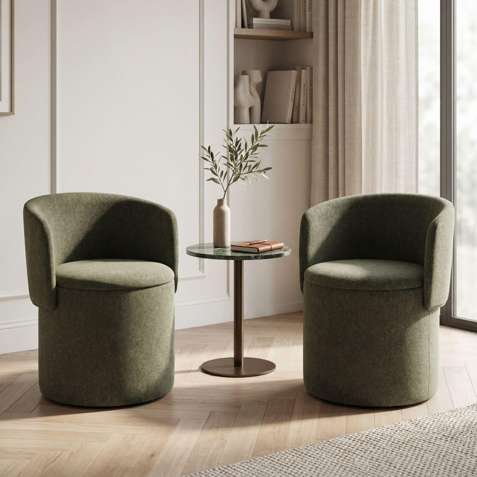 Ya-Home Set di 2 Sedie da Pranzo Sedie da Cucina con Schienale Pieghevole Sedie Imbottite in Ciniglia con Contenitore Nascosto per Sala da Pranzo/Soggiorno, Verde